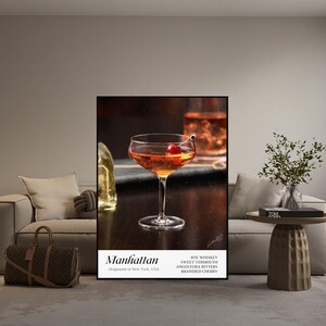 Manhattan Print, Luxury Manhattan Cocktail Painting, Digital Art, Home Bar Enhancement, Drink Enthusiast Gift