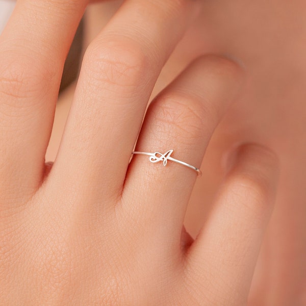 Personalisierter Buchstabe Ring, Initial Ring, Gold, Klassische Monogramm Ringe, Script Letter personalisierte Schmuck Ringe, A-Z Initial Ring, Ringe UK