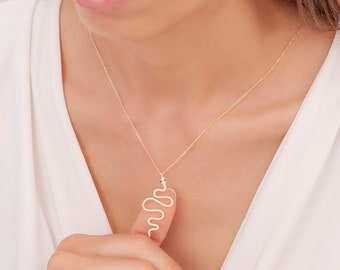 925K Silver Dainty Snake Charm Chain Necklace, Dainty Snake Shaped Pendant,  Charm Chain Necklace, Snake Necklace, Snake Pendant Necklace