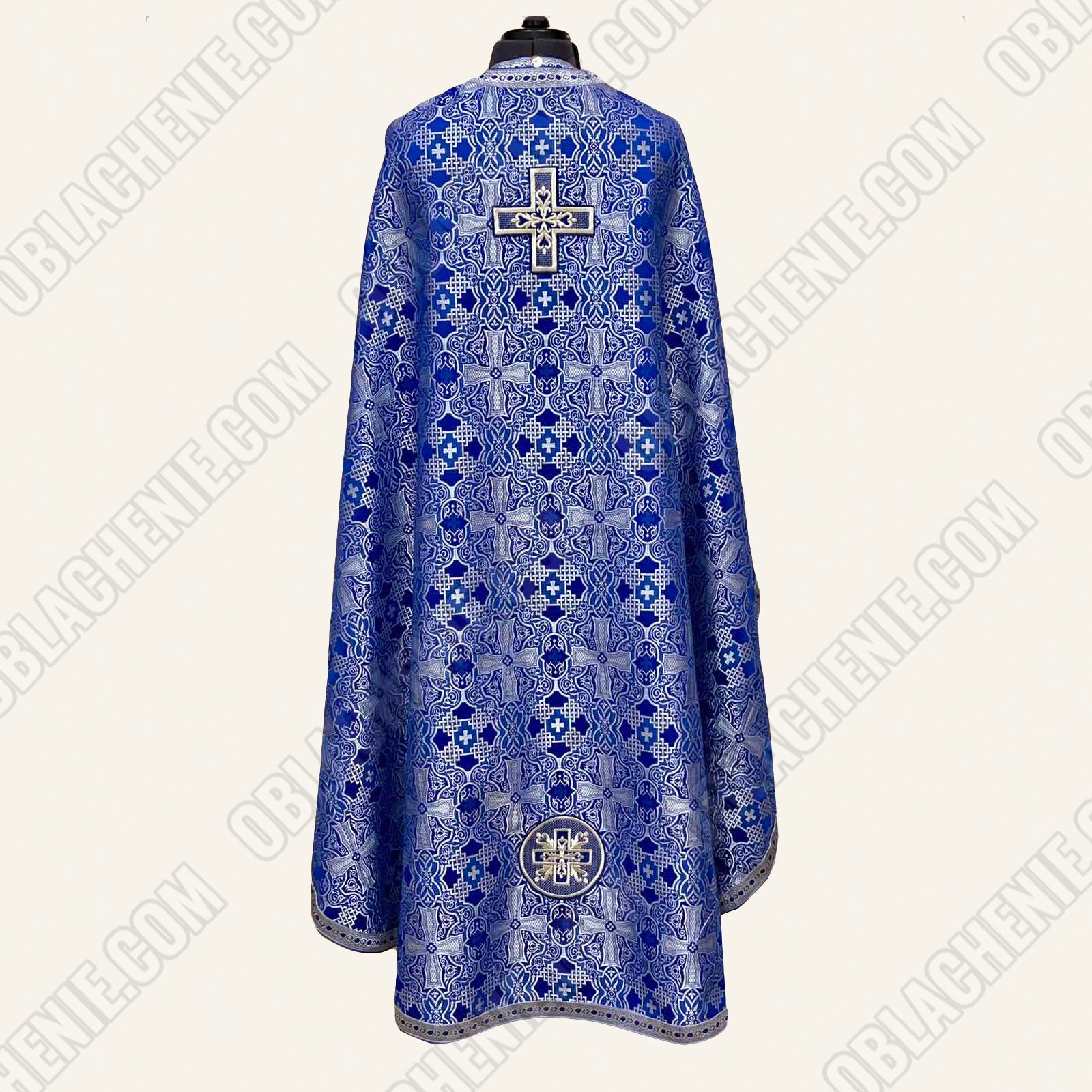 Blue lightweight orthodox   greek priest vestment. Nonmetallic brocade. Icon patch. Clerical vestment. Ecclesiastical apparel. Priest robe