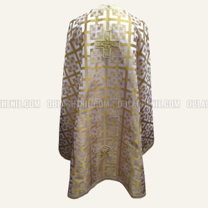 Greek style orthodox priest vestments. White-gold  nonmetallic brocade. Greek style church vestments. Clerical vestment. Priest robe