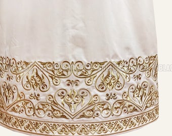 Sacerdotes stiharion, Podsaccosnik blanco, Podriznik del sacerdote bordado. Vestimentas ortodoxas, chaleco del clero, vestimenta eclesiástica.