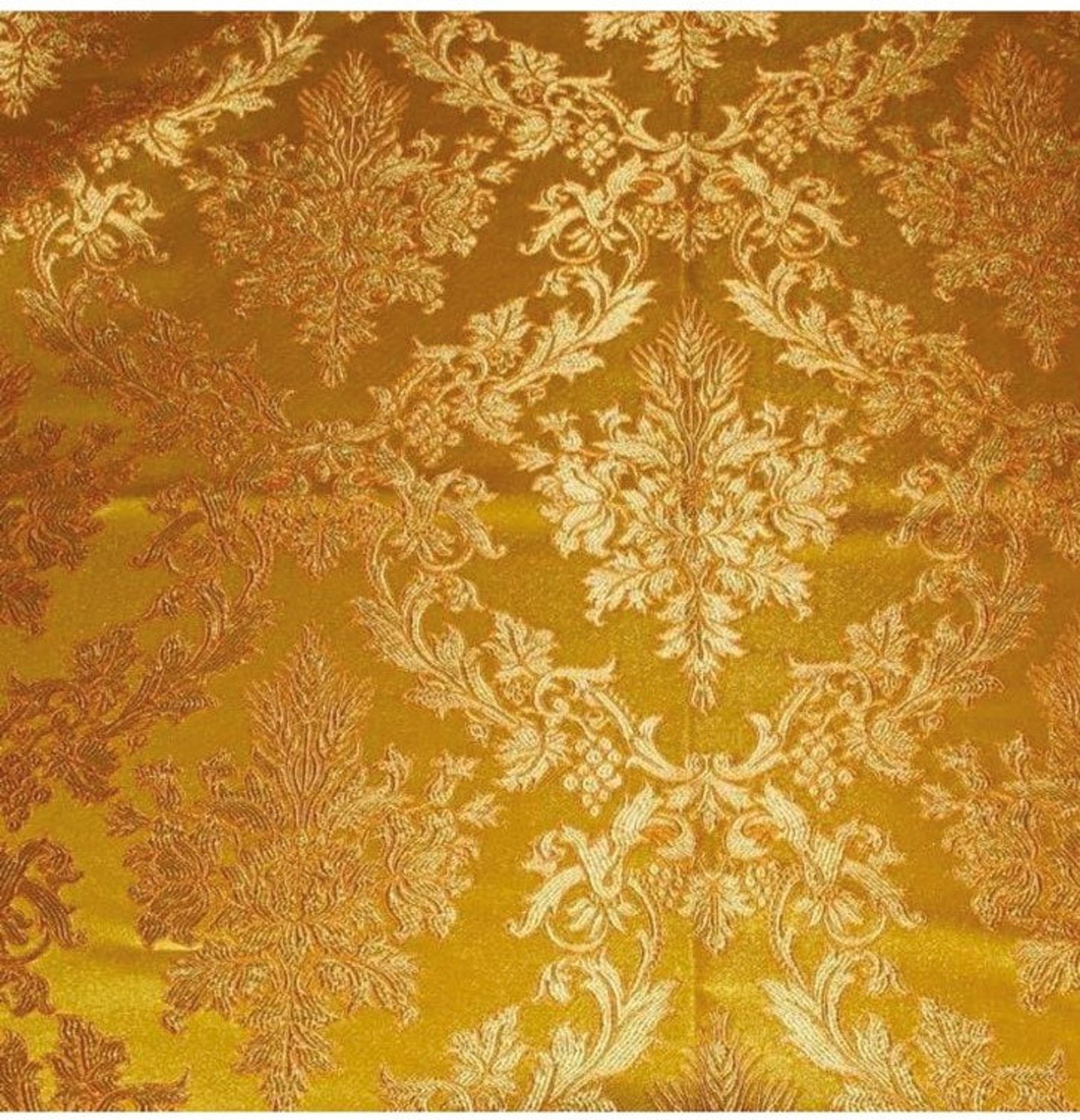 Exclusive Metallic Brocade. Gold Liturgical Brocade. Sold by Etsy UK