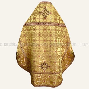 Gold lightweight orthodox priest vestments. Orthodox church priest vestment. Clerical vestment. Ecclesiastical apparel. Custom vestment