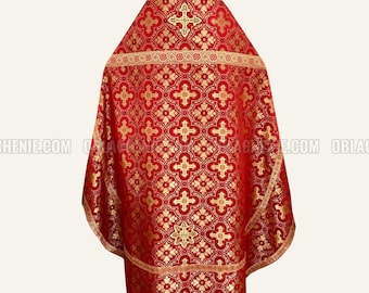 Orthodox  red lightweight priest vestments. Nonmetallic broccade. Ecclesiastical apparel. Clerial vestment. Custom church vestment