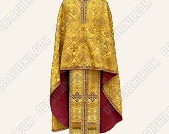 Greek style orthodox priest vestments. Gold metallic brocade. Eclesiastical apparel. Priest robe