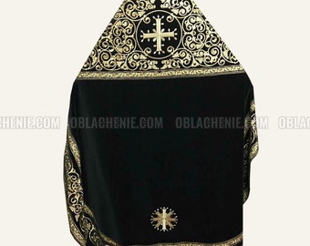 Black orthodox clerical vestment. Priest  vestment. Machine embroidery. Custom Church vestments. Ecclesiastical apparel. Black priest robe