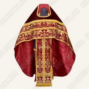 To order BURGUNDY PRIEST&#39;S VESTMENTS. Lightweight  vestments. Nonmetallic brocade and velvet. Orthodox priest vestment
