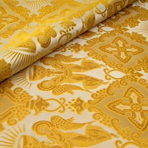 Liturgical angel metallic brocade. Church nonmetallic brocade. Minimum order 3 meters. Church fabric for clergy vestments. Christian cloth