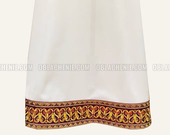 Sacerdotes stiharion, Podsaccosnik blanco, Podriznik del sacerdote bordado. Vestimentas ortodoxas, chaleco del clero, vestimenta eclesiástica.