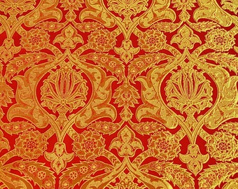 Liturgical nonmetallic brocade fabric. Ecclesiastical Apparel. Liturgical fabric for priest vestments. Christian cloth. Church brocade