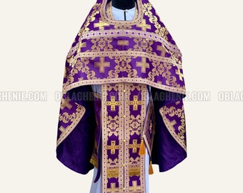 To order Purple orthodox priest vestments. Lightweight nonmetallic brocade vestments. Priest robe. Clerical vestment
