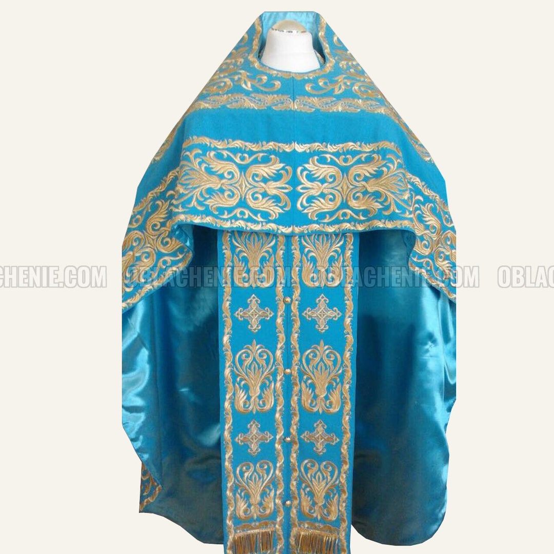 Blue Lightweight Orthodox Embroidered Priest Vestments. Machine ...