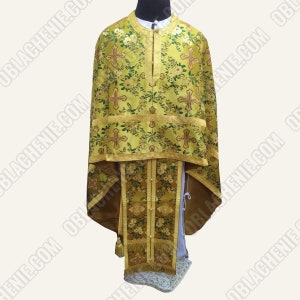 Gold lightweight  orthodox priest vestments. Orthodox church priest vestment. Clerical vestment. Ecclesiastical apparel. Custom vestment