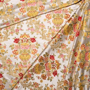 Metallic Greek brocade. 145 cm width. Floral liturgical fabric for clergy vestments. Ecclesiastical apparel. Christian cloth. Altar fabrric