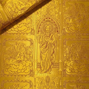 Church Liturgical metallic Greek brocade sold by meter, Gold color. 210 cm width