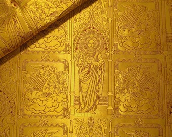 Kirche Liturgische metallische griechische Brokat Meterware, Goldfarbe verkauft. 210 cm Breite