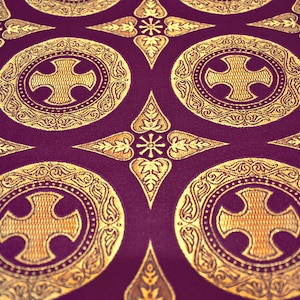 Liturgical fabric for clergy vestments. Church nonmetallic brocade fabric. Clergy apparel. Christian cloth. Any colots altar fabric