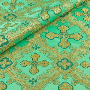 Budget church fabric. Metal brocade. The minimum order is 3 meters. Cheap non-metallic brocade. Сhurch fabric