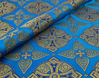 Preiswertes Kirchenbrokat zum Nähen von Messgewändern. Mindestbestellmenge 3 Meter. Metallbrokat. Liturgische nichtmetallische Brokat. Klerus Bekleidung