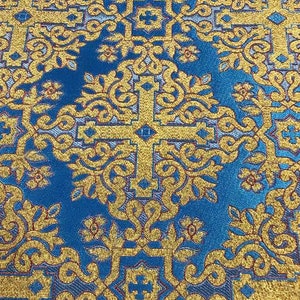 Church fabric. Metallic brocade for priest vestments. Ecclesiastical apparel. Altar fabric. Christian cloth. Clergy apparel. Church brocade