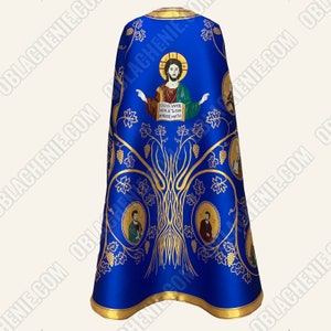 Lightweight coupon orthodox vestments. Liturgical vestments. Clergy vestments. Blue lightweight priest robe. Clerical vestment