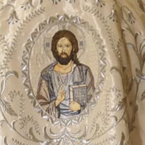 Exclusive embroidered liturgical icon of the Savior. 21 / 16cm (8.3/6.3&#39;) size. Icon for priest vestments. Liturgical icon patch