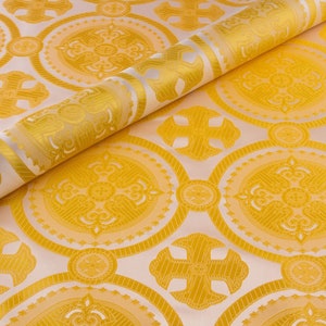 Liturgical metallic brocade. Church nonmetallic fabric. Minimum order 3 meters. Liturgical fabric for vestments. Clergy apparel
