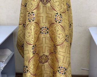 Gold orthodox priest vestments. Metallic brocade. Clergy vestments. Greek style clerical vestment. Custom church vestment.