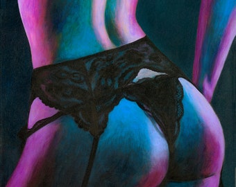 Booty Color Giclee Print, Sexy Painting, Erotic Painting, Sexy Art, Erotic Art, Bedroom Art