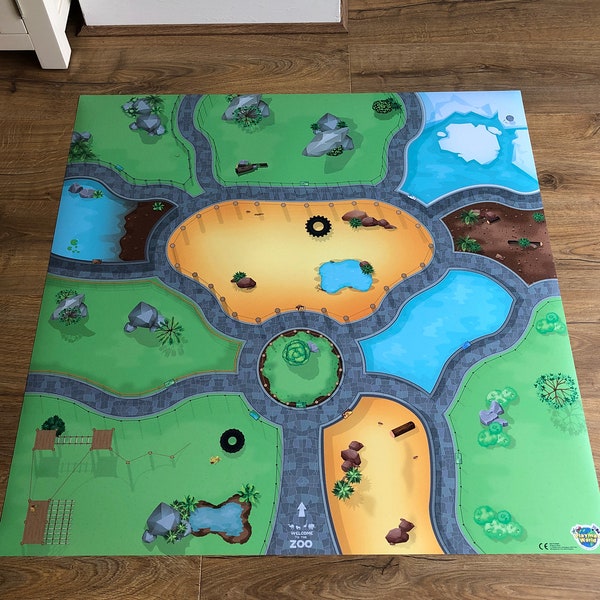 Large Zoo Playmat for use with Playmobil, Lego and many other children’s toys and animal figures. 850mm x 850mm.