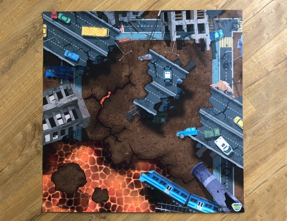 Large Destroyed City Playmat for Toys Including Playmobil Lego