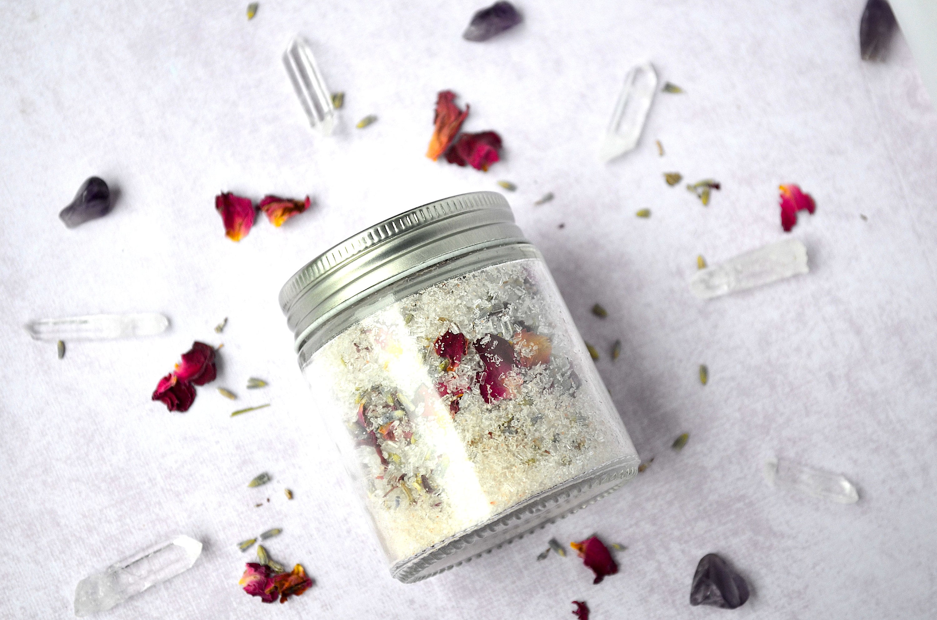 Rose and Lavender Bath Salt Essential Oil and Dried Flowers Etsy