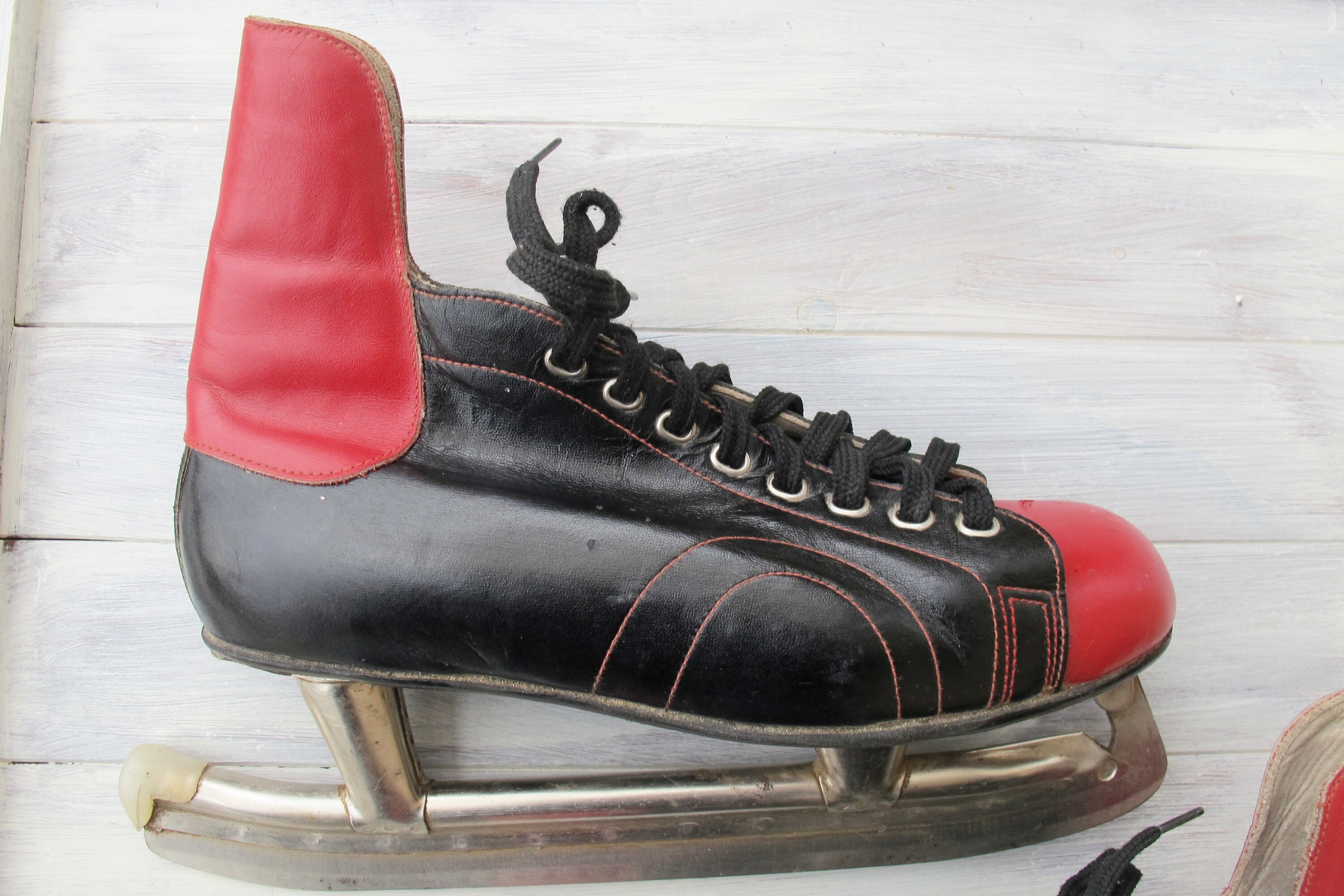 Never Used Old Vintage Retro USSR Iceskates / Leather Hockey Etsy UK