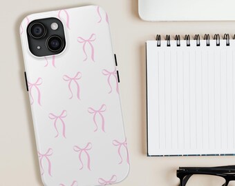 Funda para teléfono con lazos de ballet rosas / Funda para iPhone con soporte / Funda resistente para teléfono