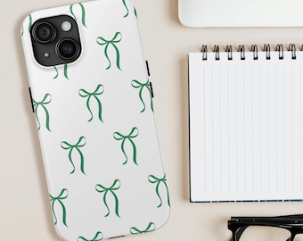 Funda para teléfono con estampado de lazo verde / Funda para iPhone con soporte / Fundas resistentes para teléfono con estampado de lazo