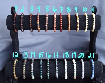 Natural Stone 6mm Beaded Stretch Bracelets