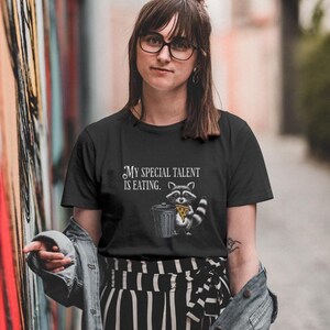 Raccoon tshirt funny raccoon t-shirt gift for her food t shirt trash panda shirt Eating raccoon T Shirt raccoon graphic T-shirt