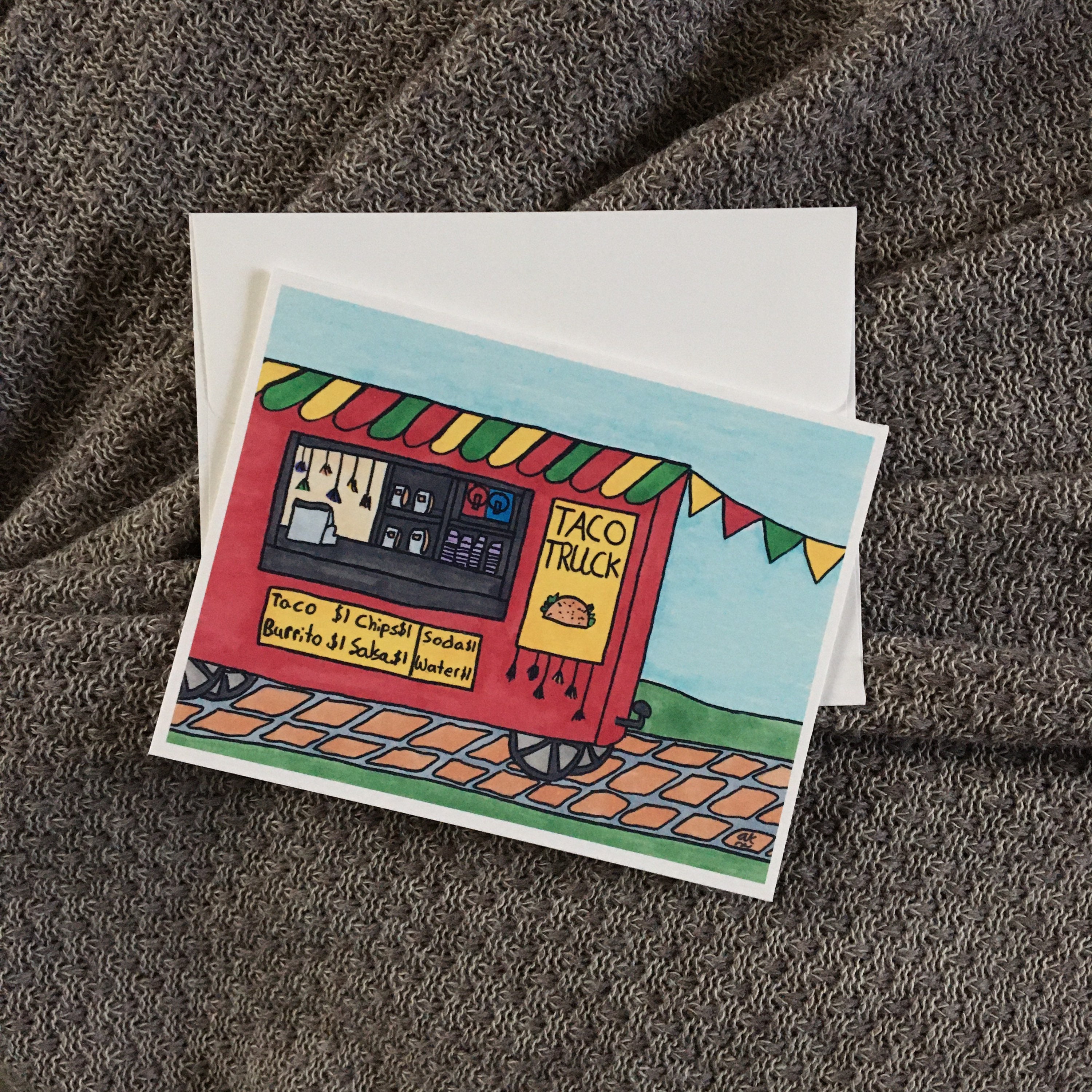 Taco Truck Note Card Etsy
