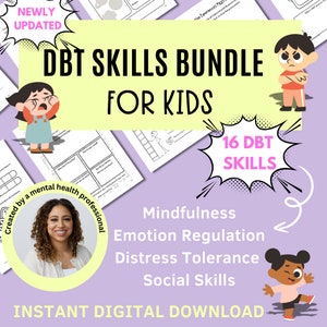 DBT BUNDLE Kids Therapy Worksheets, Mental Health Counselling for Children, Dialectal Behavioral Therapy, Social & Coping Skills.