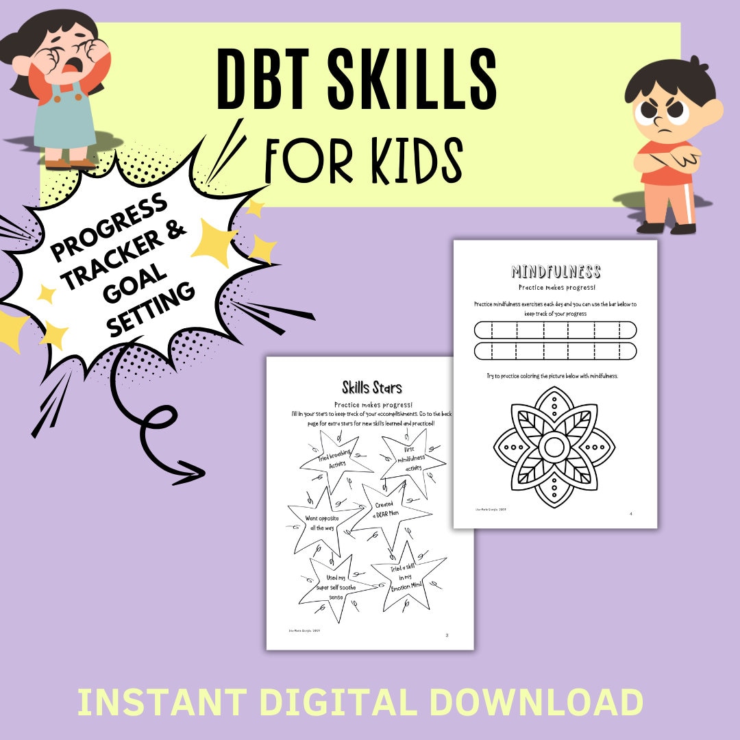 DBT BUNDLE Kids Therapy Worksheets Mental Health Counselling for