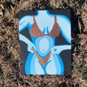 Blue thermal woman painting, thermal painting, woman painting