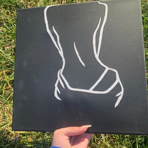 Woman painting body positive painting black and white painting silhouette painting