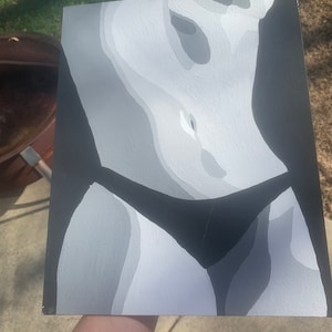 Thermal grey woman painting body positive painting curvy woman painting