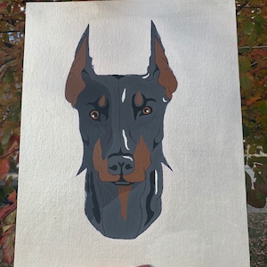 Black doberman dog, brown Doberman dog, dog painting