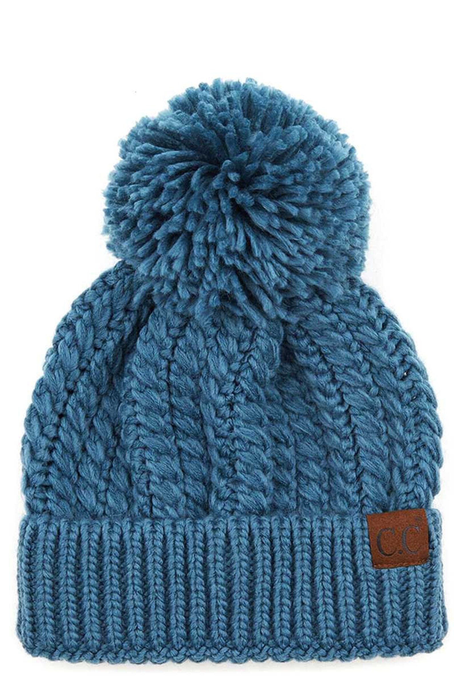 Download CC Twisted MOCK CABLE Snuggly soft yarn Pom Pom Beanie 100 ...