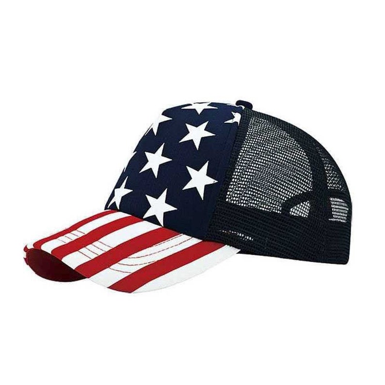 Unisex cap gift for her USA Flag Cap American Flag Cap Trucker Caps Gift for him! American Flag Print 5 Panel Foam Trucker Mesh Cap
