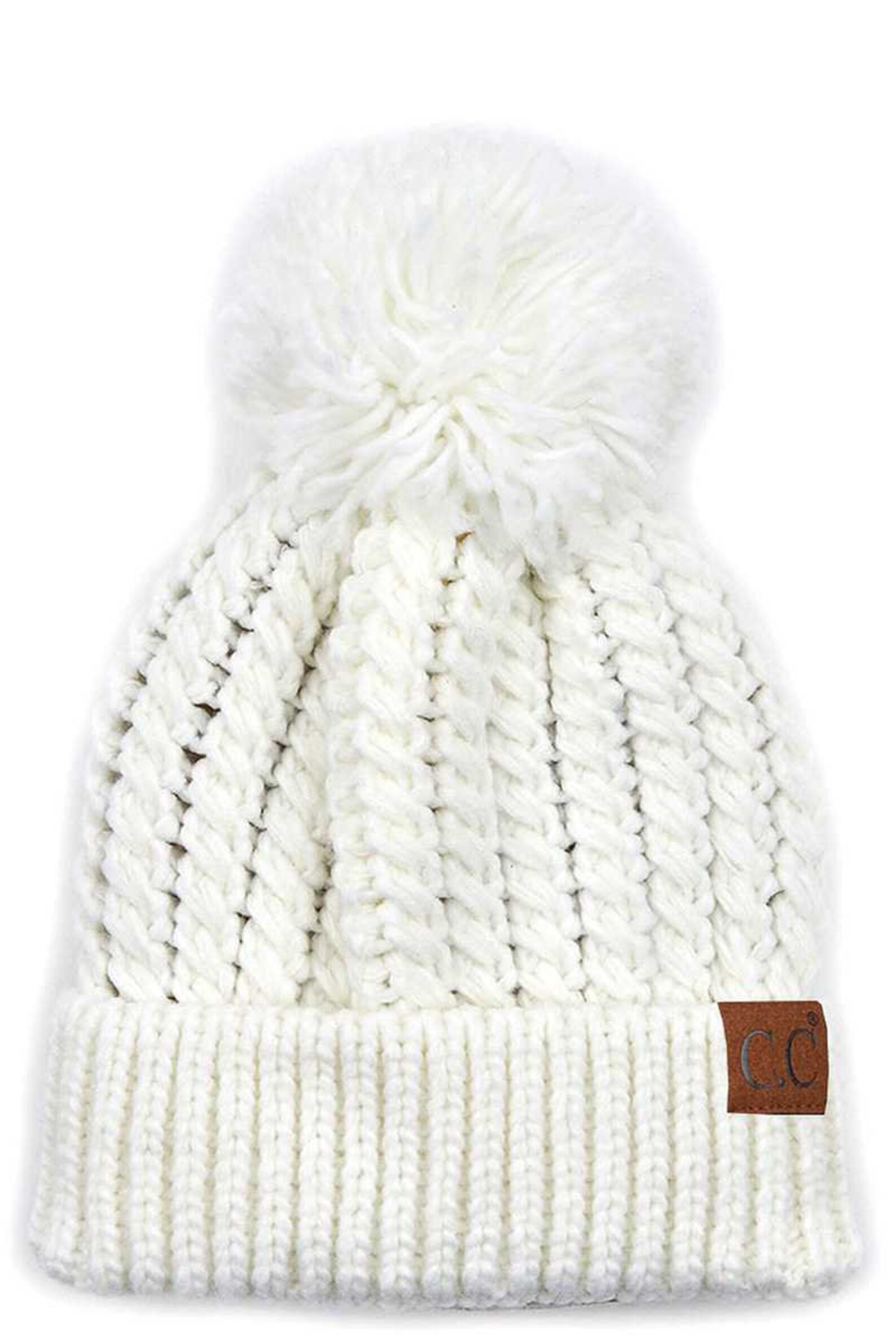 Download CC Twisted MOCK CABLE Snuggly soft yarn Pom Pom Beanie 100 ...