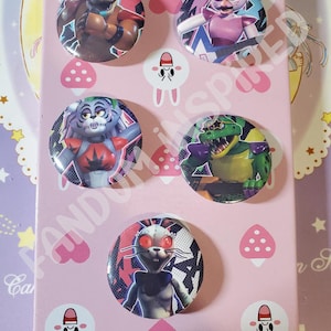 FNAFSB Fandom Inspired Pinback Buttons
