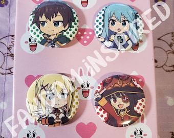 Konosuba anime manga inspired pinback buttons